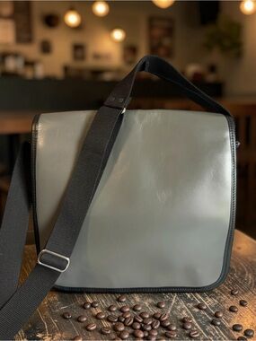 LEVENGER x TUSTING England Leather Messenger Bag - Rare Slate Grey - EXCELLENT